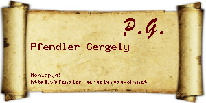 Pfendler Gergely névjegykártya